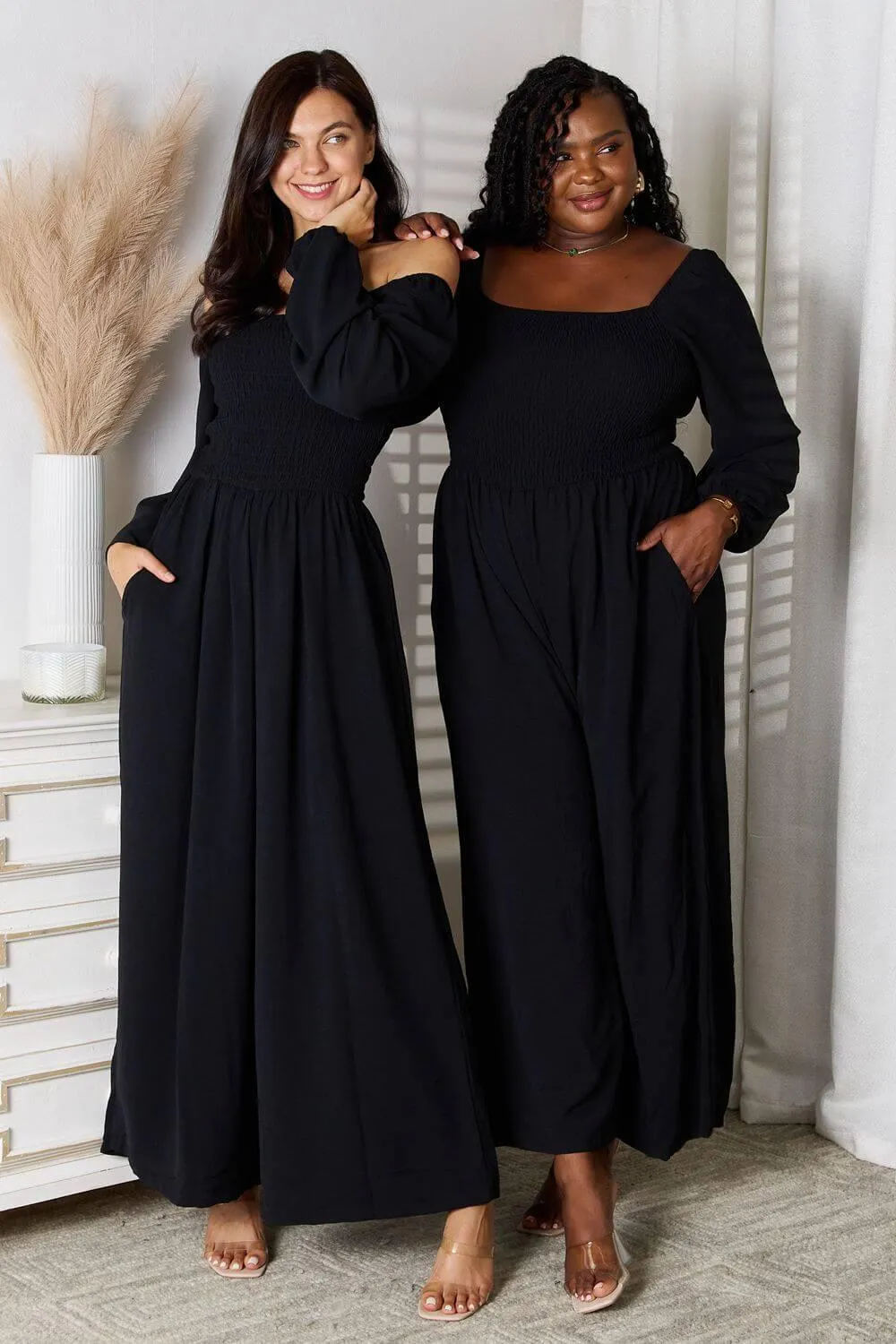 Square Neck Jumpsuit with Pockets – Versatile & Comfortable