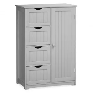 Standing Indoor Wooden Cabinet with 4 Drawers-Gray - Color: Gray
