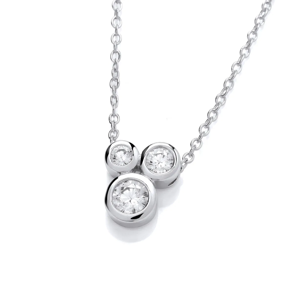 Sterling Silver & Cubic Zirconia Triple Bubble Pendant Necklace