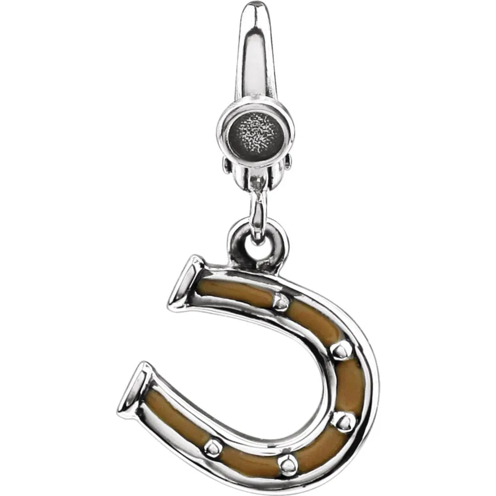 Sterling Silver Enamel Horse Shoe Charm