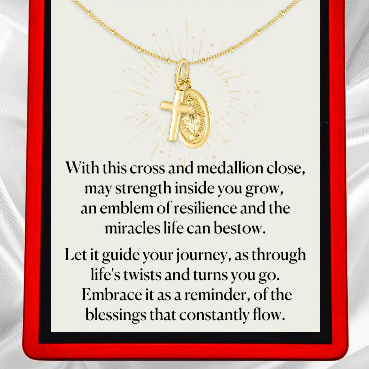 Strength and Resilience - Milagro Vermeil Necklace - Virgin Mary and the Cross