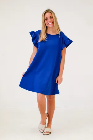 Subtle Symphony Textured Dress in Royal Blue