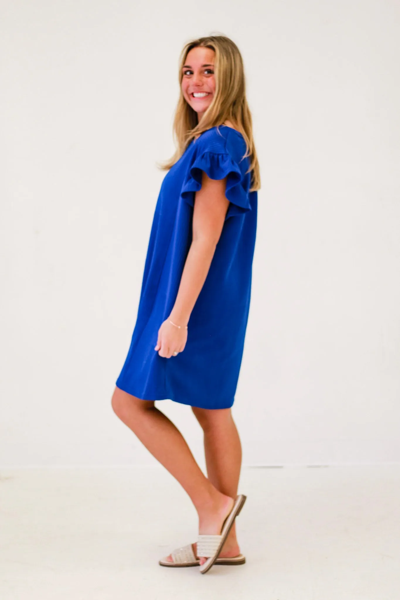 Subtle Symphony Textured Dress in Royal Blue