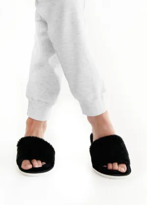 Taylor Fluffy Slides - Black