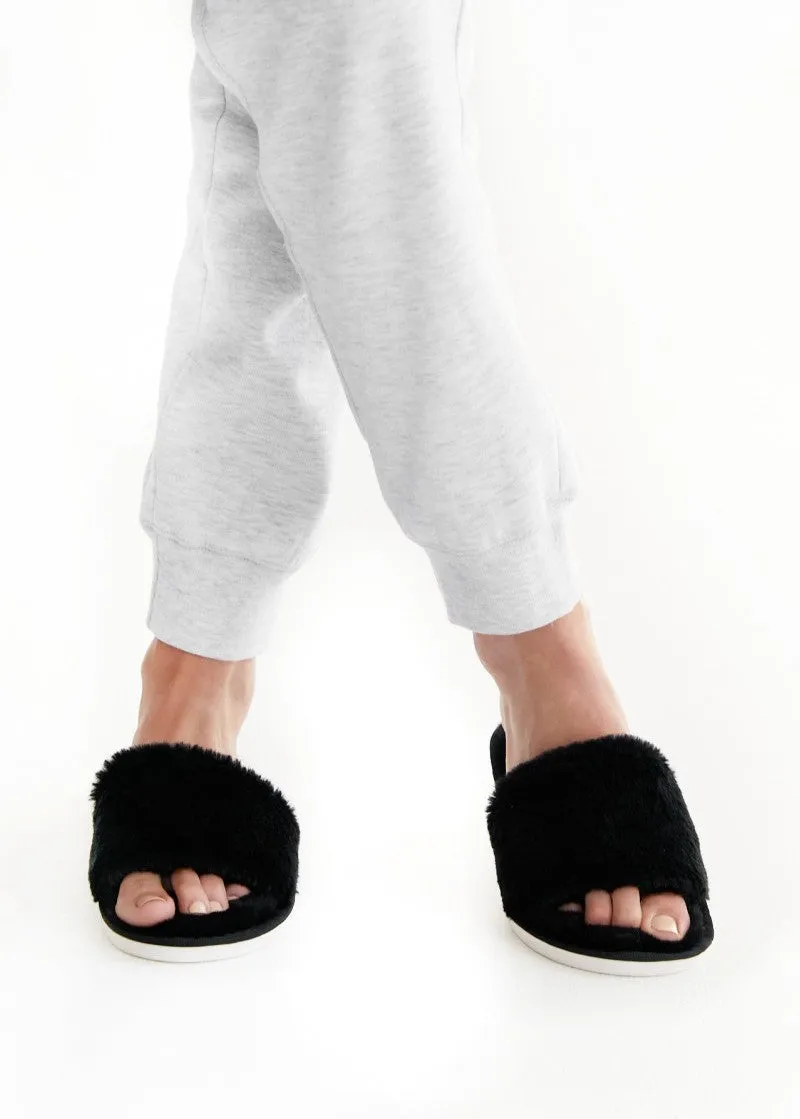 Taylor Fluffy Slides - Black