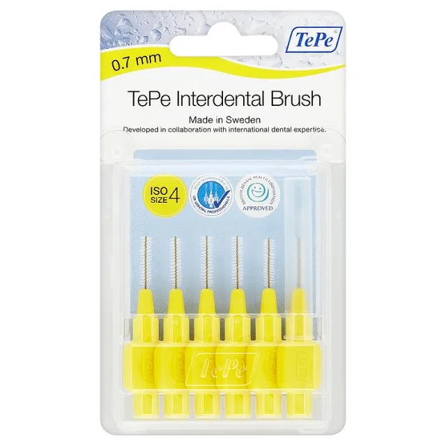 TePe Interdental Brushes YELLOW (6 x 0.7mm Brushes)