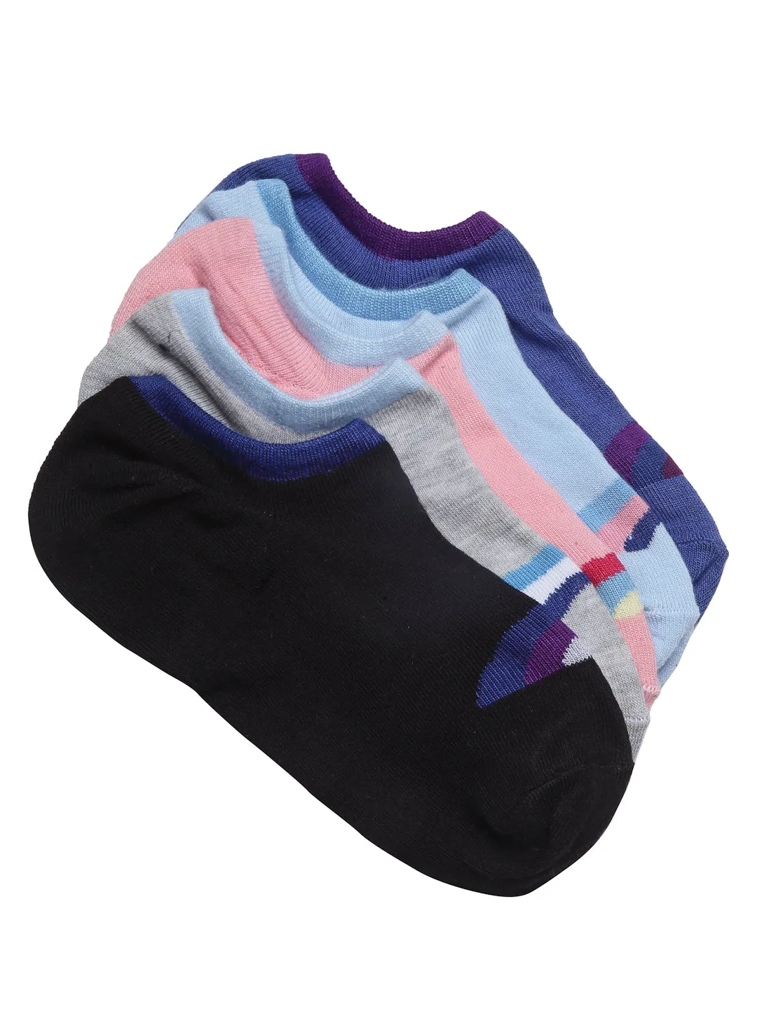 Texlon women's Solid Cotton Low Cut Loafer Socks (Free Size) (Multi-Coloured) - Pack Of 5