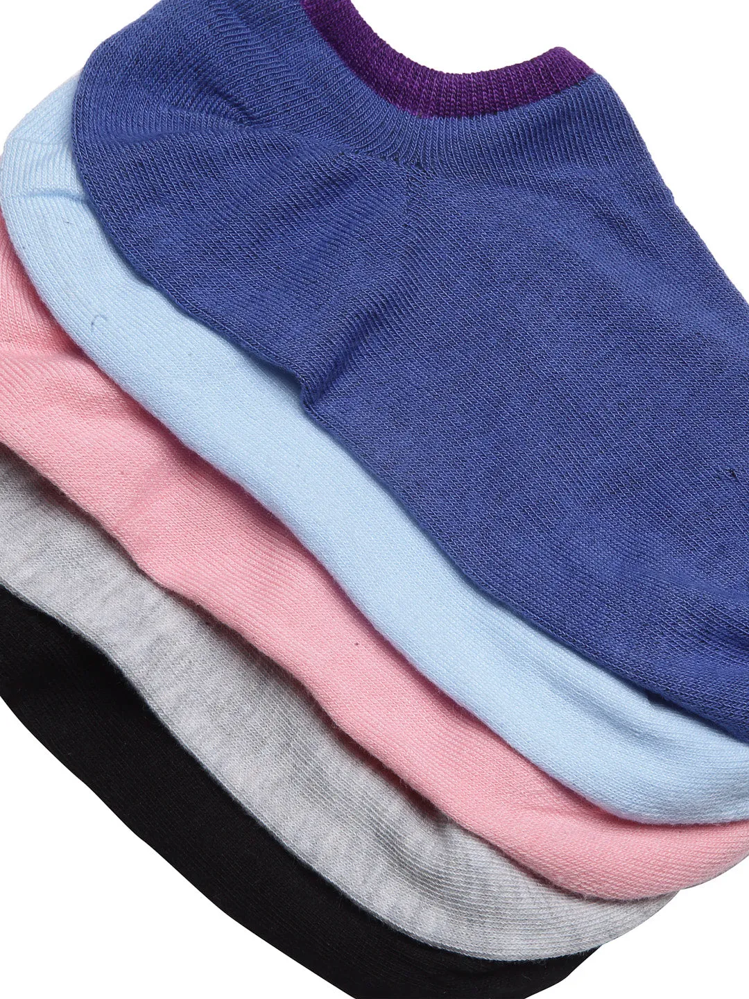 Texlon women's Solid Cotton Low Cut Loafer Socks (Free Size) (Multi-Coloured) - Pack Of 5