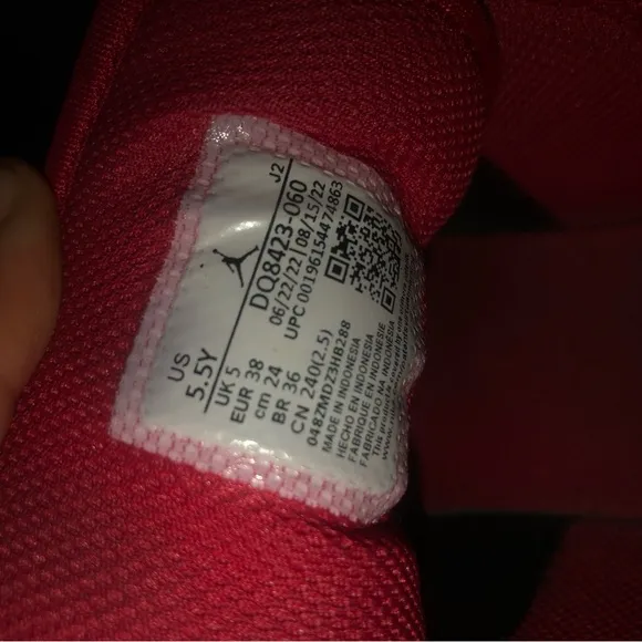 These are Jordan 1mid”Black/Fire Red/white shoes size 5.5