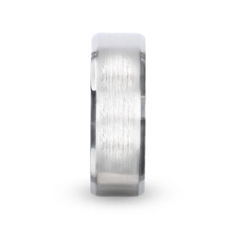 Thorsten CASPER Sterling Silver Brushed Center Flat Band With Beveled Edges - 4mm & 8mm