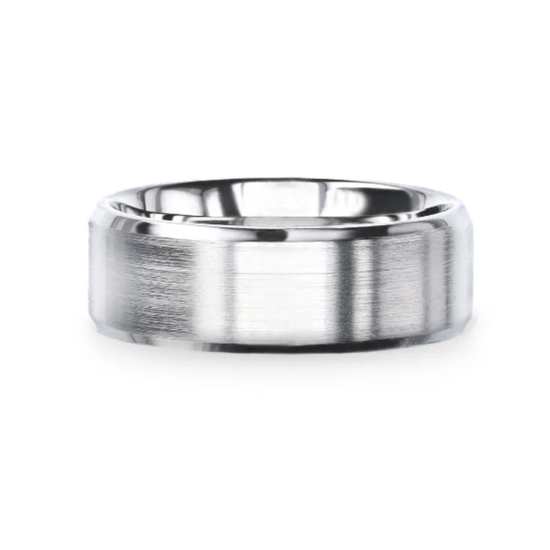 Thorsten CASPER Sterling Silver Brushed Center Flat Band With Beveled Edges - 4mm & 8mm