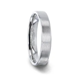 Thorsten CASPER Sterling Silver Brushed Center Flat Band With Beveled Edges - 4mm & 8mm