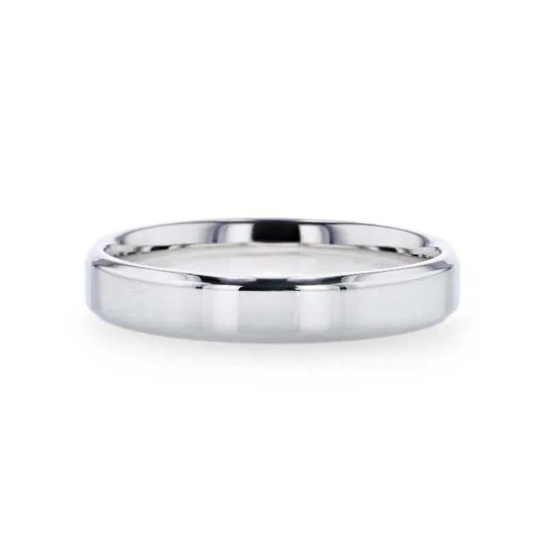 Thorsten LUCID Silver Polished Finish Flat Center Wedding Band With Beveled Edges - 4mm & 8mm