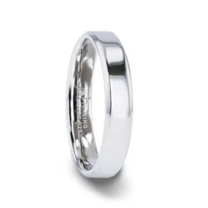 Thorsten LUCID Silver Polished Finish Flat Center Wedding Band With Beveled Edges - 4mm & 8mm