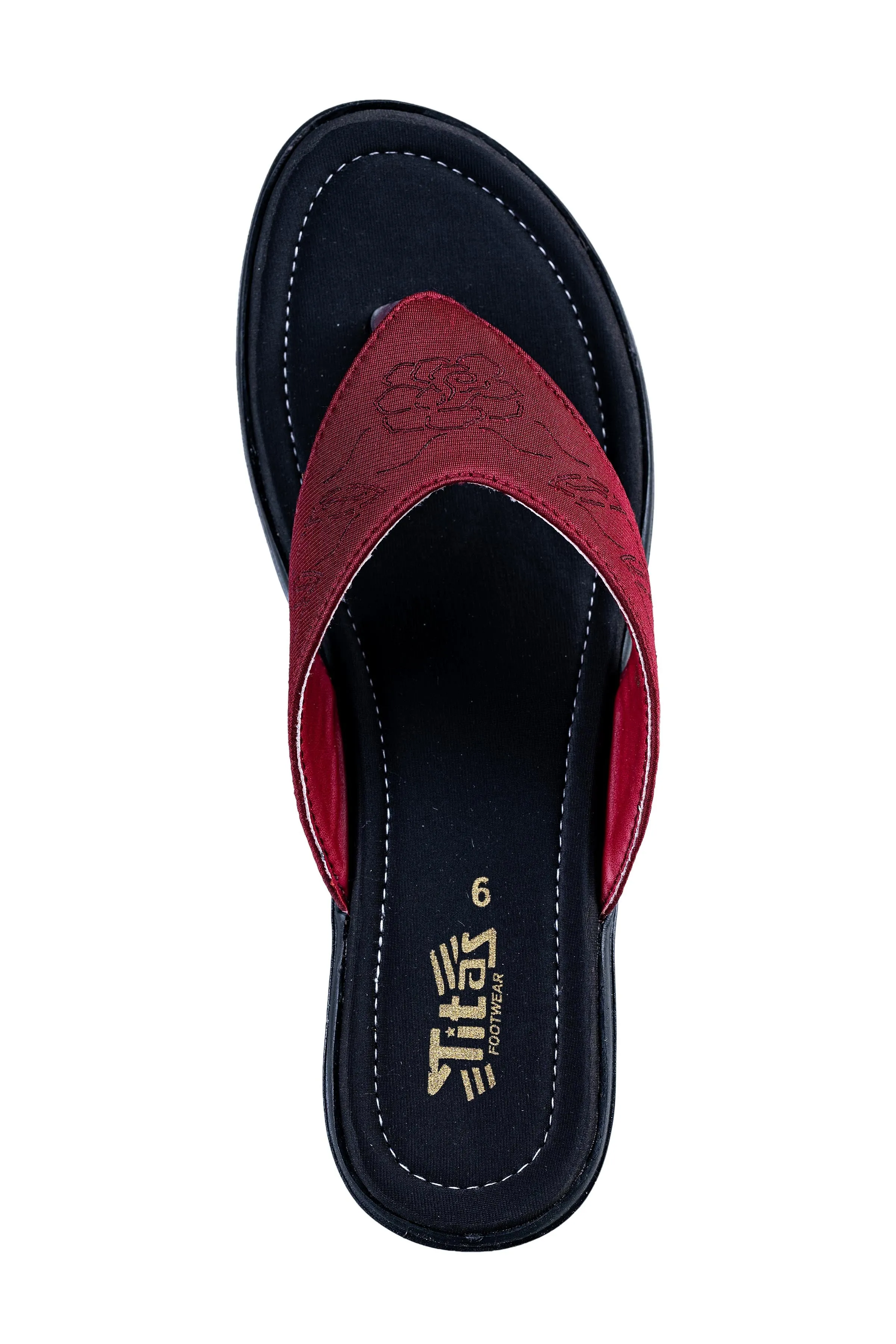 Titas Ladies Cherry / Black Chappal