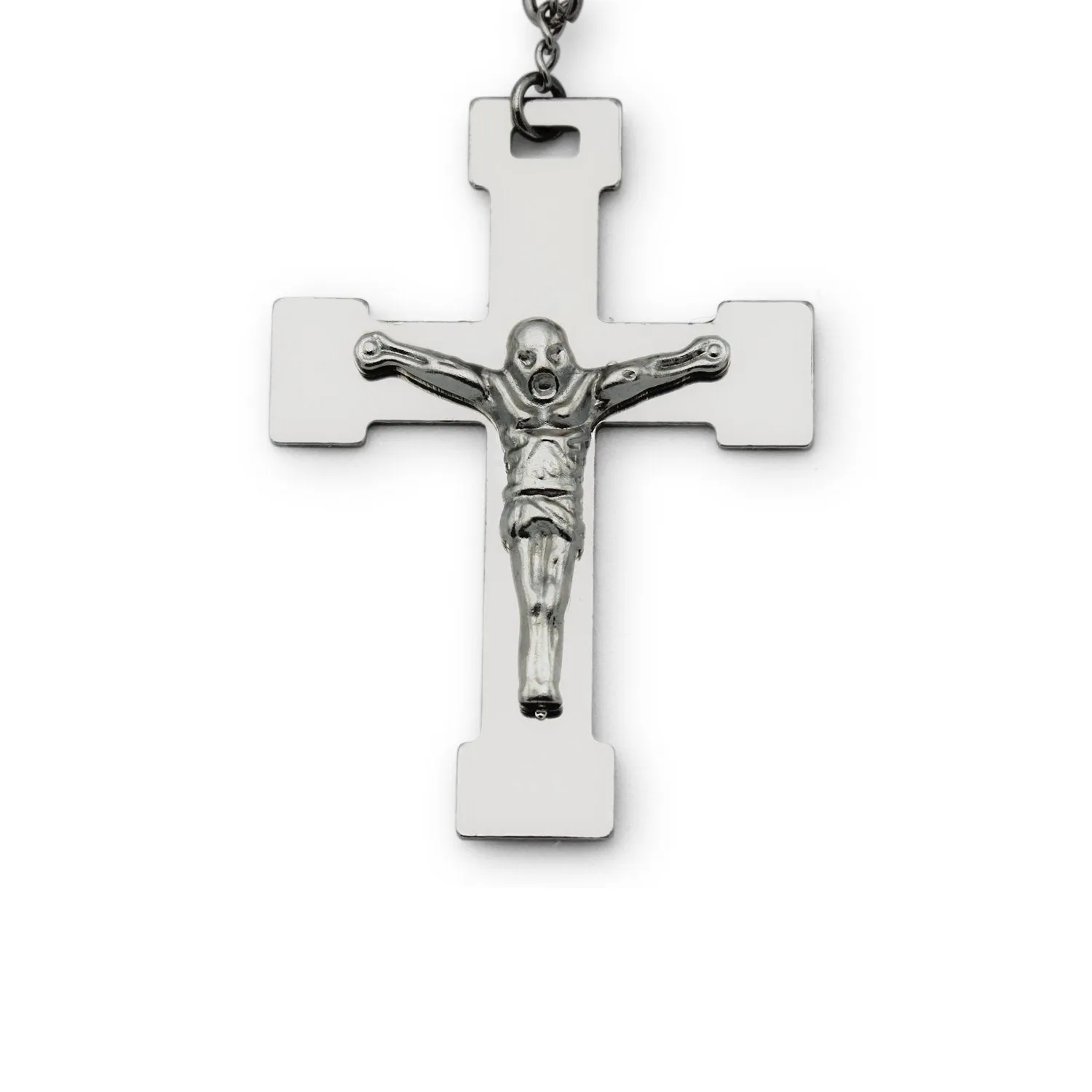 Traditional Rosary Necklace Five Decade Silver Gold Catholic Prayer Beads 10 mm