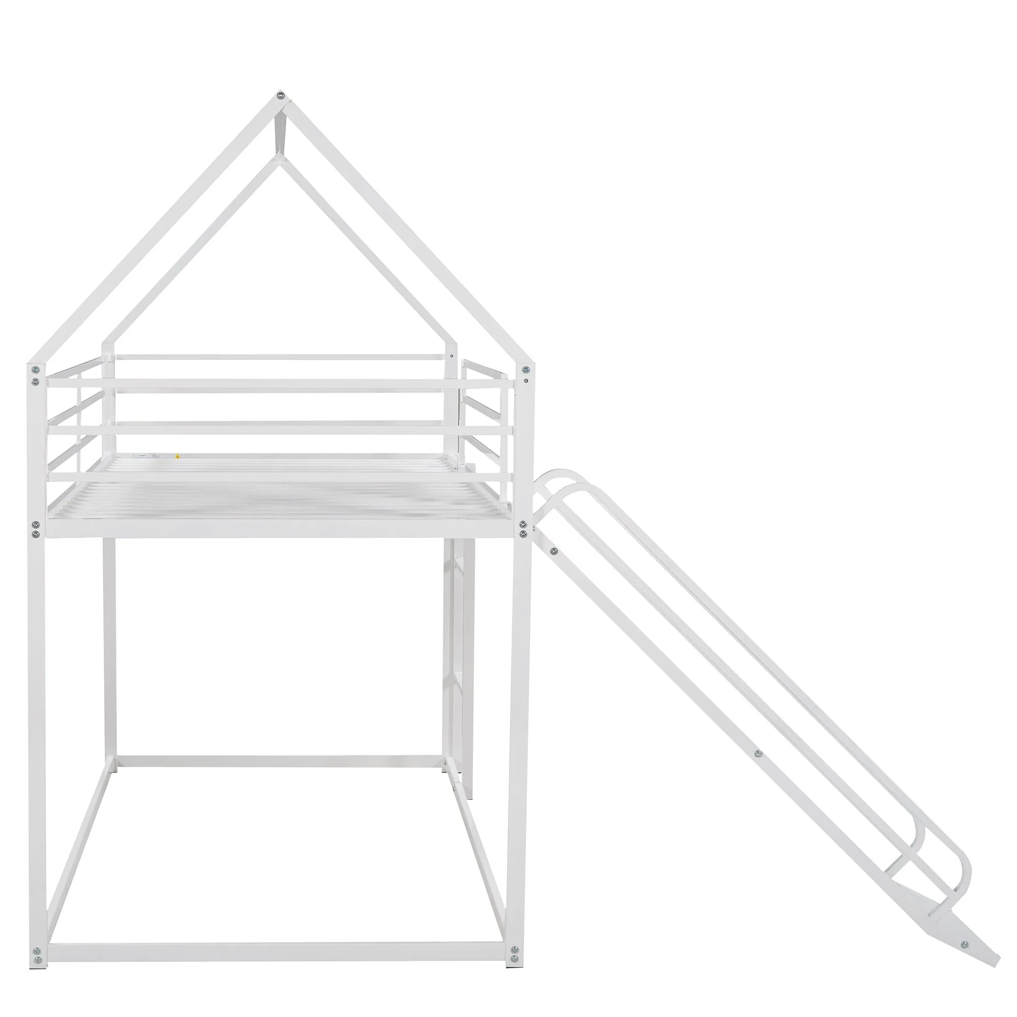 Twin over Twin House Bunk Bed with Ladder and Slide