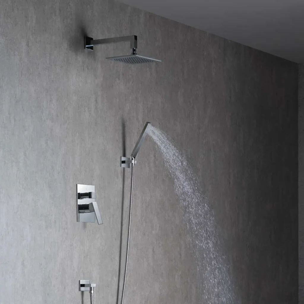 Universal Square Hand Shower Set - Wall Mount - 8" Brass/Polished Nickel