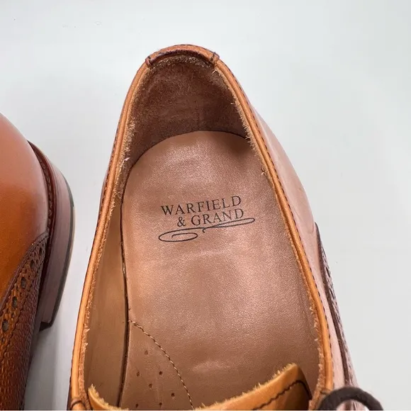 Warfield &amp; Grand Sutton Tan Leather Lace Up Oxford Men’s Dress Shoes Size 12