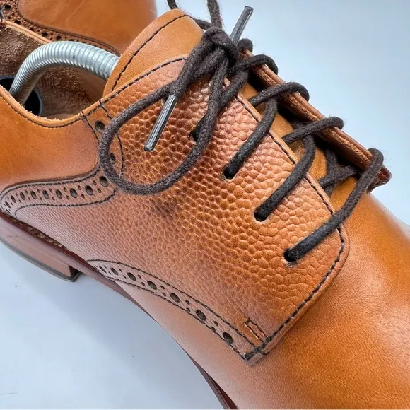 Warfield &amp; Grand Sutton Tan Leather Lace Up Oxford Men’s Dress Shoes Size 12