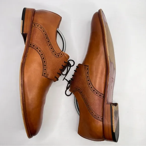 Warfield &amp; Grand Sutton Tan Leather Lace Up Oxford Men’s Dress Shoes Size 12