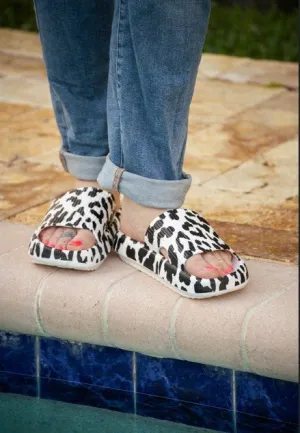 White Leopard Insanely Comfortable Slides