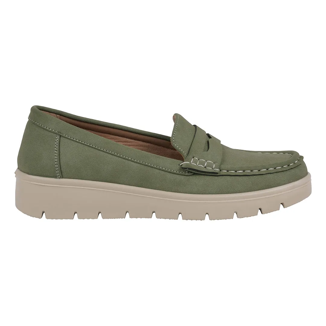 Women's Fallon Green Penny Slip-On Loafer Flats