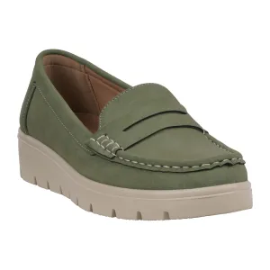 Women's Fallon Green Penny Slip-On Loafer Flats