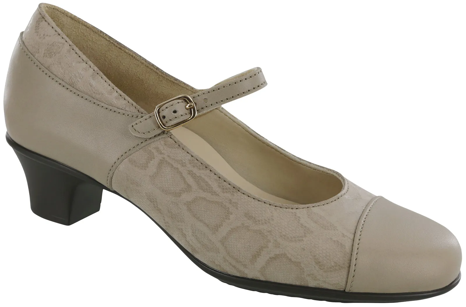 Women's Isabel Mary Jane Heel in Taupe / Snake