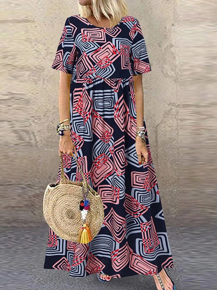 ZANZEA Women's Vintage Printed Sundress