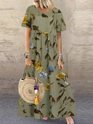 ZANZEA Women's Vintage Printed Sundress