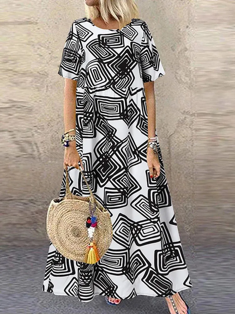 ZANZEA Women's Vintage Printed Sundress
