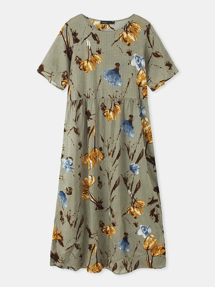ZANZEA Women's Vintage Printed Sundress