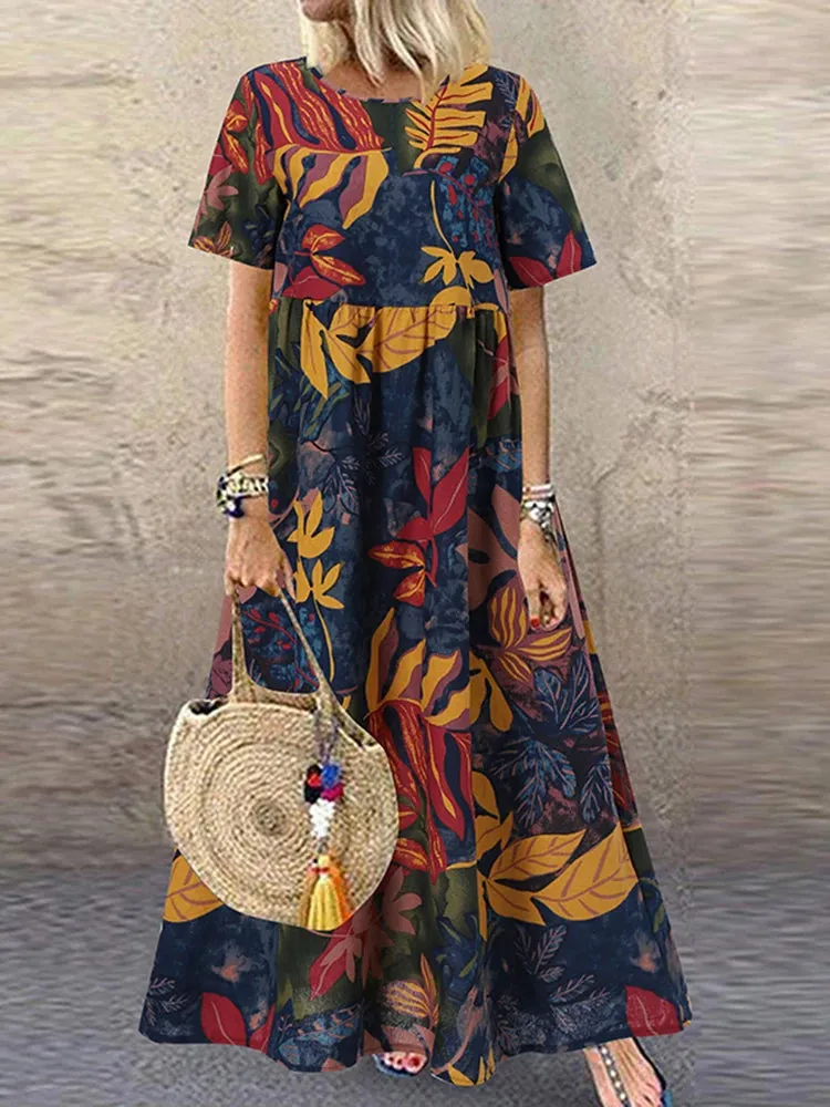 ZANZEA Women's Vintage Printed Sundress