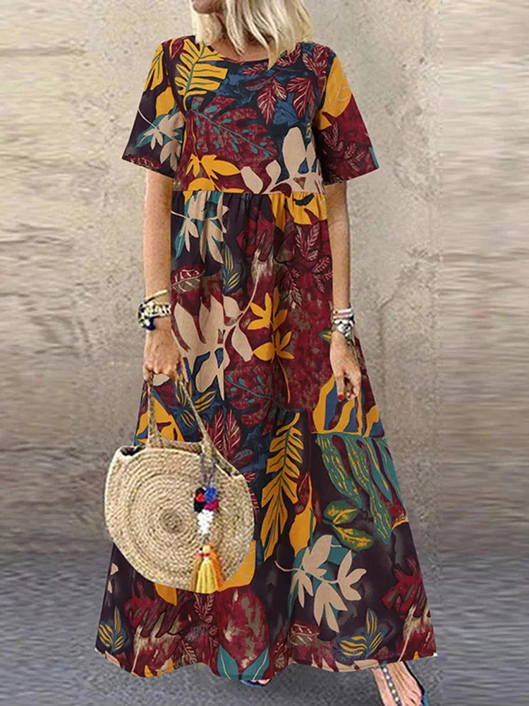 ZANZEA Women's Vintage Printed Sundress
