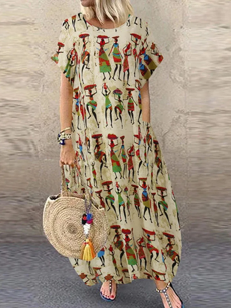 ZANZEA Women's Vintage Printed Sundress