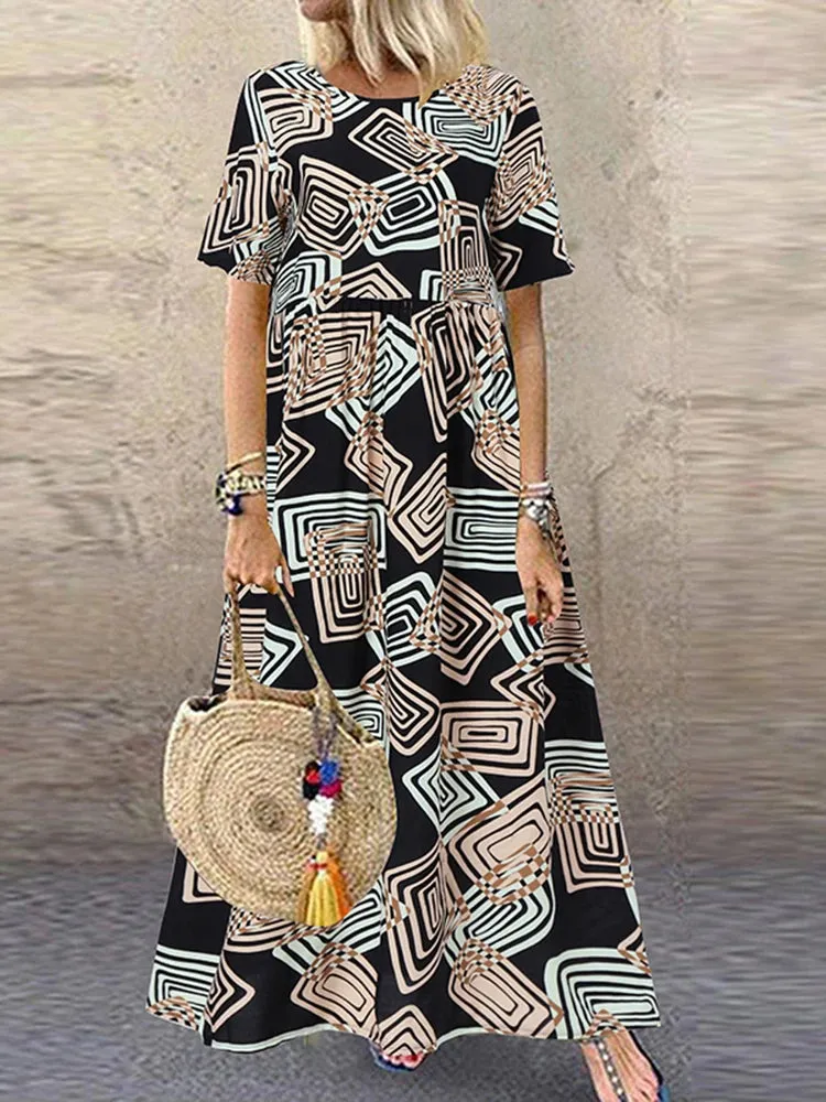ZANZEA Women's Vintage Printed Sundress